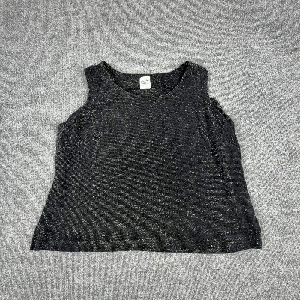 R&M Richards Tank Top Womens 24WP Black Metallic Knit Sleeveless Party Plus‎
